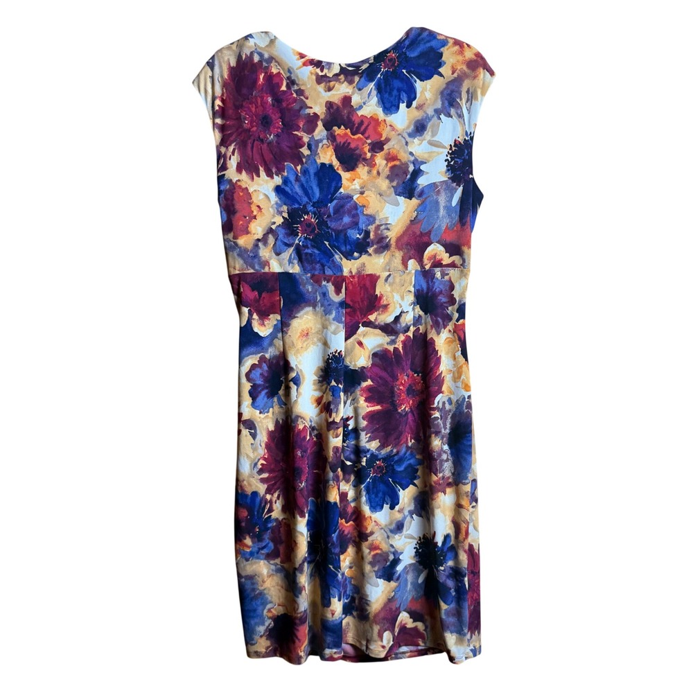 Lauren Ralph Lauren Floral Ruched Sheath Dress Size 14 Side Slit Wedding Guest - Picture 3 of 12